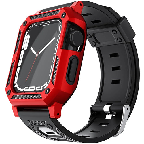 For Apple Watch Ultra 3 49mm / 2 49mm / Ultra 49mm Replacement Strap with Watch Case / Screen Film 3 in 1 Watch Band Cover TPU Wrist Strap - Red - 1