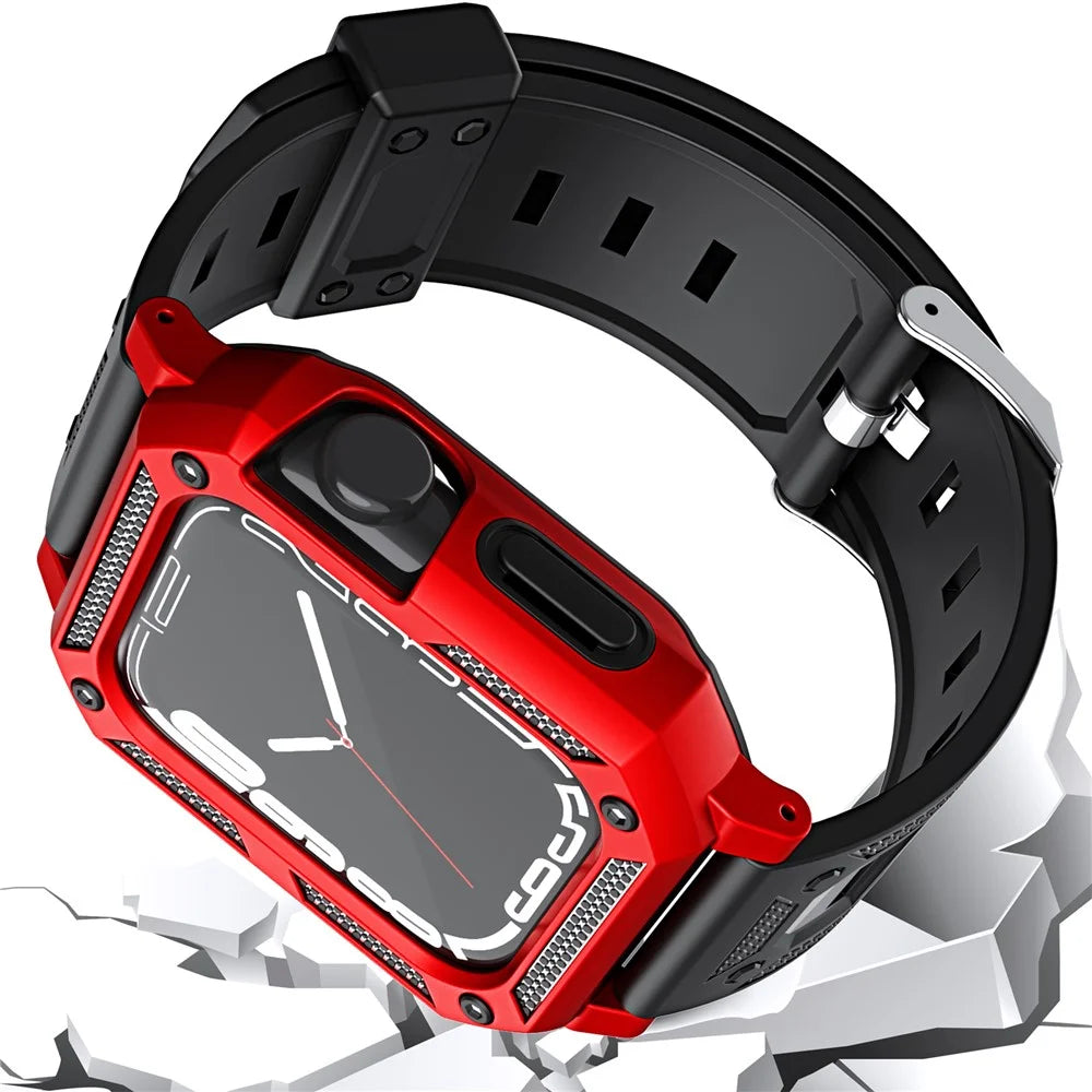 For Apple Watch Ultra 3 49mm / 2 49mm / Ultra 49mm Replacement Strap with Watch Case / Screen Film 3 in 1 Watch Band Cover TPU Wrist Strap - Red - 2