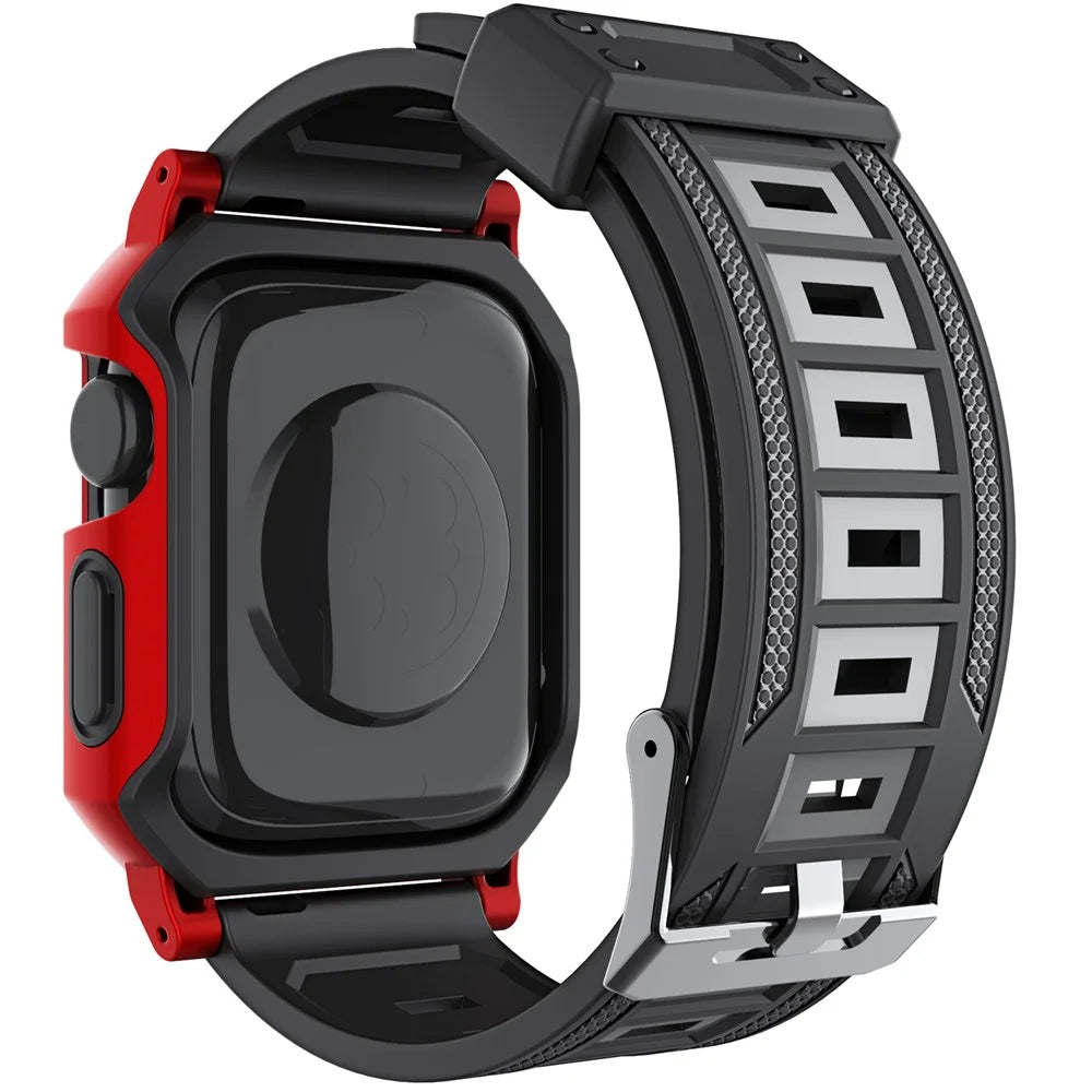 For Apple Watch Ultra 3 49mm / 2 49mm / Ultra 49mm Replacement Strap with Watch Case / Screen Film 3 in 1 Watch Band Cover TPU Wrist Strap - Red - 4