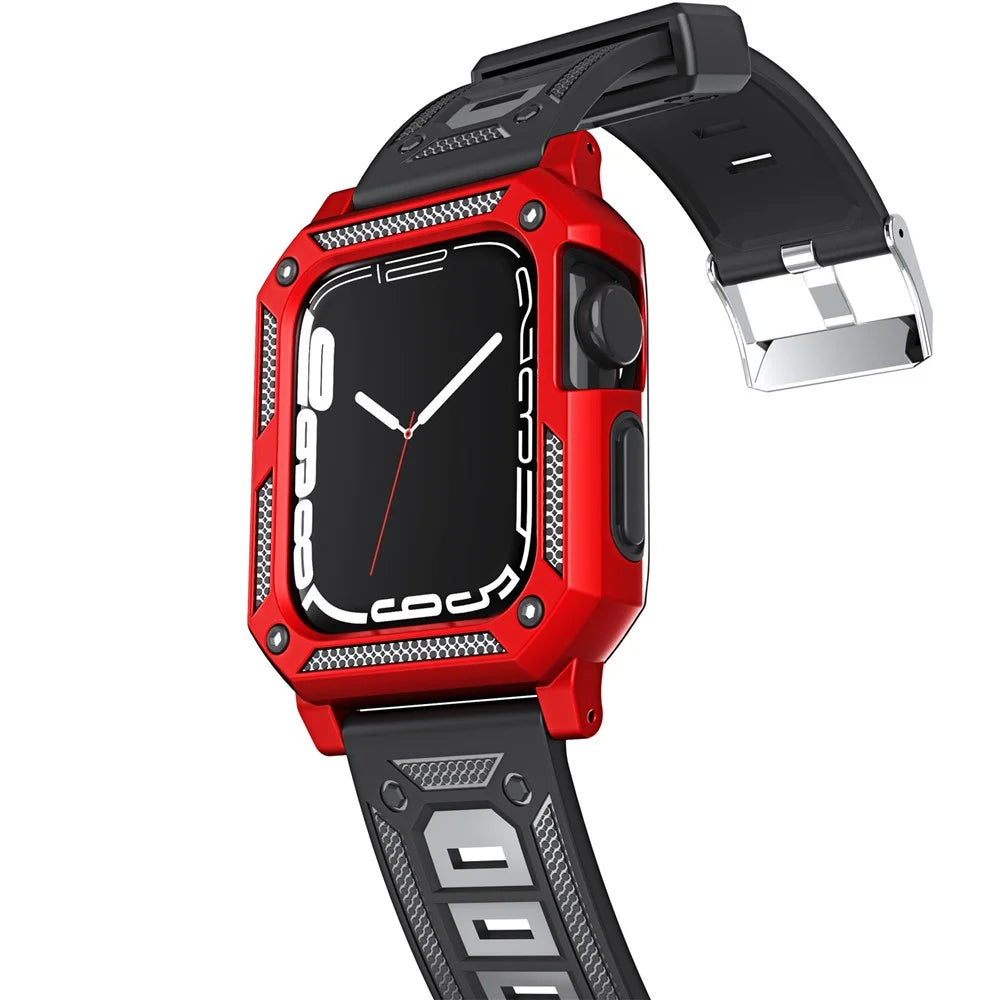 For Apple Watch Ultra 3 49mm / 2 49mm / Ultra 49mm Replacement Strap with Watch Case / Screen Film 3 in 1 Watch Band Cover TPU Wrist Strap - Red - 6