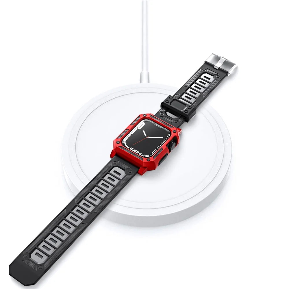 For Apple Watch Ultra 3 49mm / 2 49mm / Ultra 49mm Replacement Strap with Watch Case / Screen Film 3 in 1 Watch Band Cover TPU Wrist Strap - Red - 7