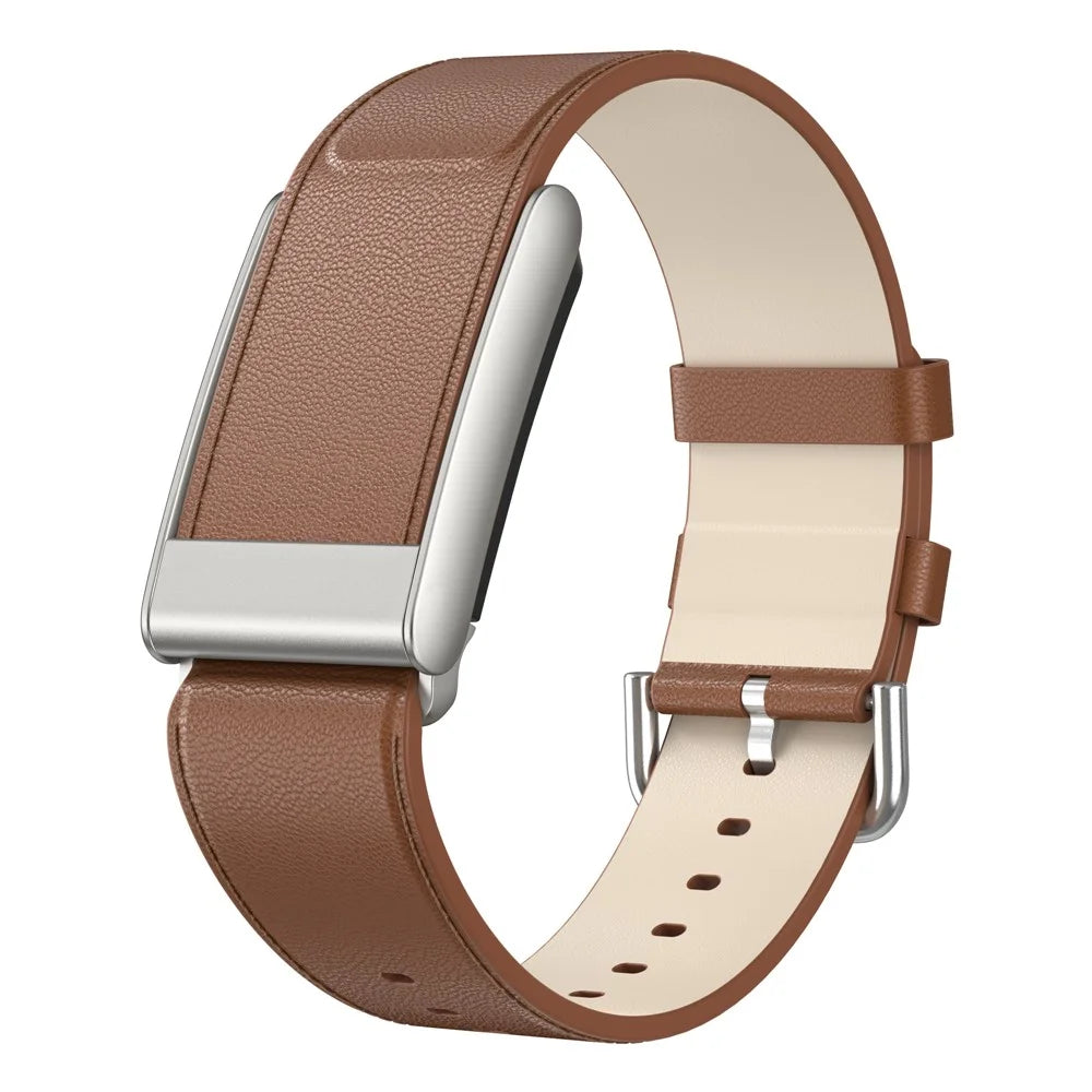 For WHOOP 5.0 Leather Strap with Pin Buckle Adjustable Wrist Size Watch Band - Brown - 1