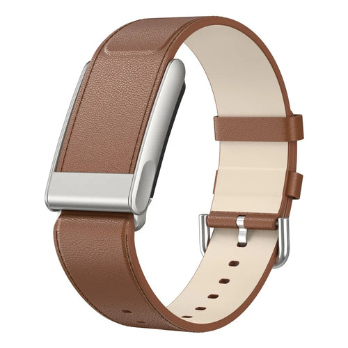 For WHOOP 5.0 LIFE MG Leather Strap with Pin Buckle Adjustable Wrist Size Watch Band - Brown - 1