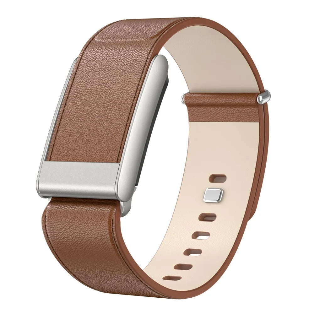 For WHOOP 5.0 Leather Watch Band with Button Buckle Fitness Tracker Adjustable Strap - Brown - 1