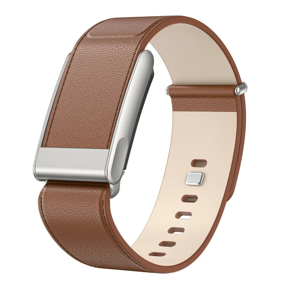 For WHOOP 5.0 LIFE MG Leather Watch Band with Button Buckle Fitness Tracker Adjustable Strap - Brown - 1