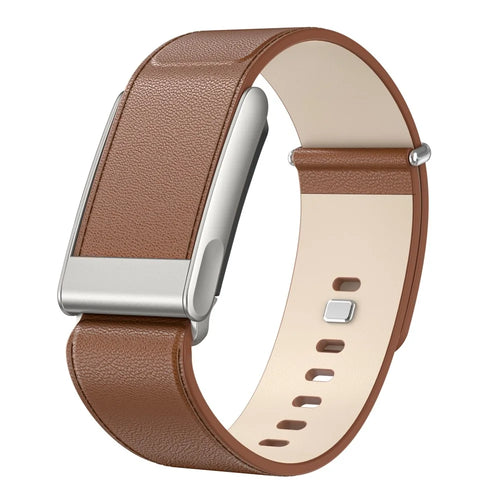 For WHOOP 5.0 LIFE MG Leather Watch Band with Button Buckle Fitness Tracker Adjustable Strap - Brown - 1