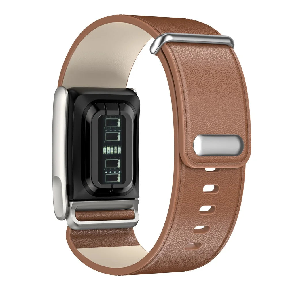For WHOOP 5.0 LIFE MG Leather Watch Band with Button Buckle Fitness Tracker Adjustable Strap - Brown - 2