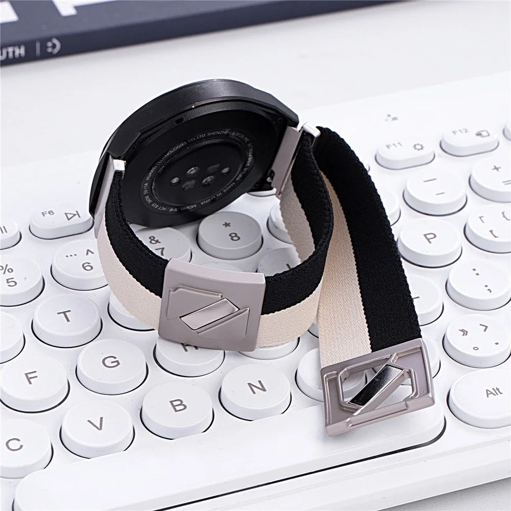 22mm Replacement Strap for Huawei Watch GT 5 Pro / 5 / 4 46mm / Watch 4 Z-Shaped Magnetic Clasp Nylon Watch Band - Orange+Black - 3