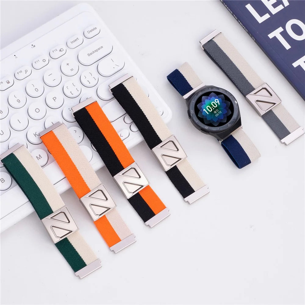 22mm Replacement Strap for Huawei Watch GT 5 Pro / 5 / 4 46mm / Watch 4 Z-Shaped Magnetic Clasp Nylon Watch Band - Orange+Black - 4