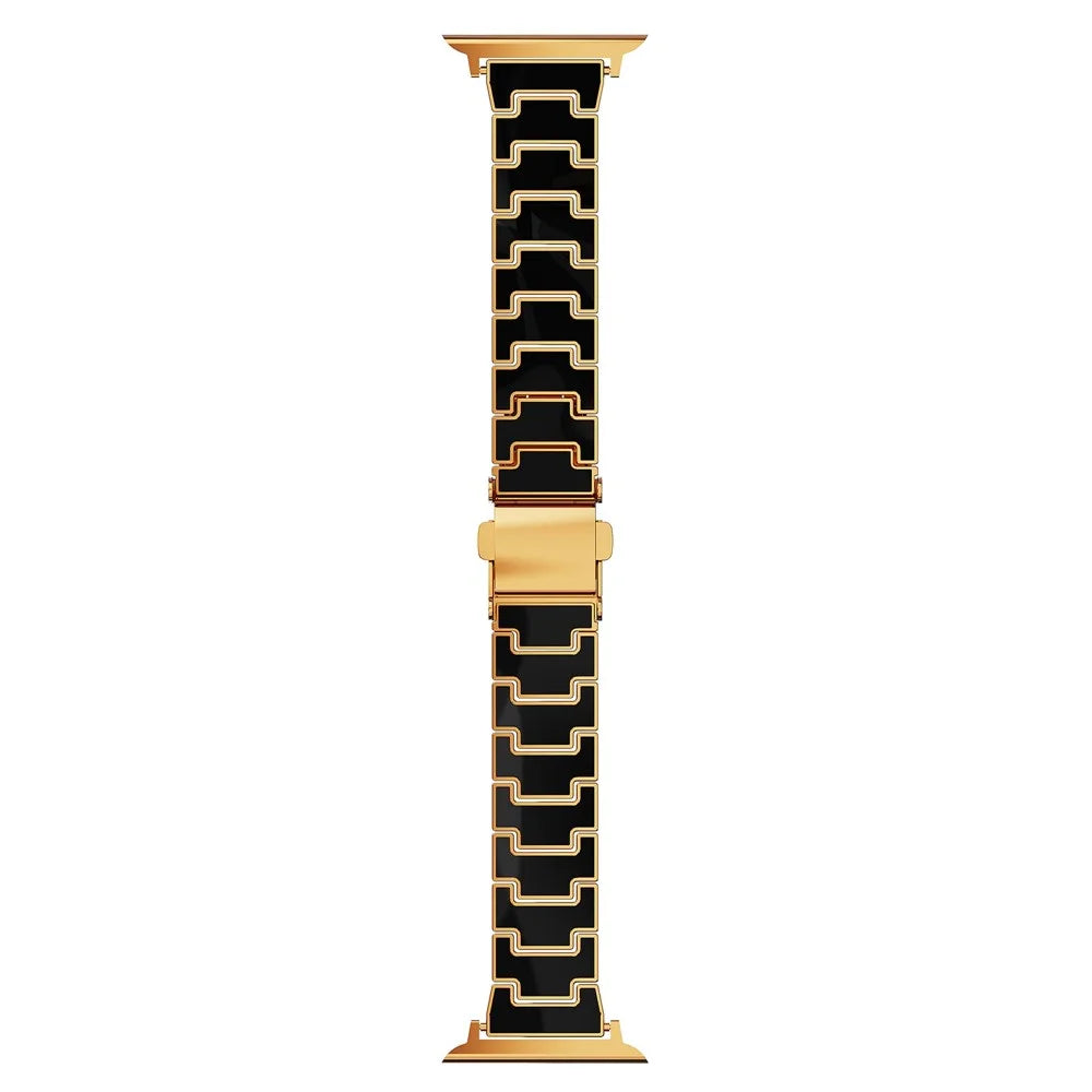 Luxury Look Watch Band For Apple Watch Series 11 10 42mm  /  9 8 7 41mm  /  SE3 SE2 SE 6 5 4 40mm  /  3 2 1 38mm Electroplating PC Wrist Strap with Stainless Steel Buckle - Black - 2