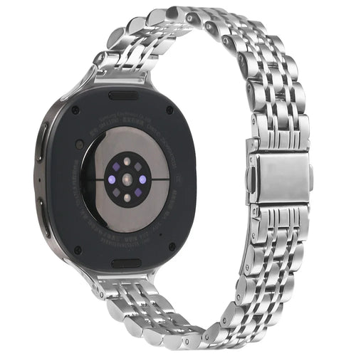 Watch Band For Samsung Galaxy Watch8 40mm 44mm / Watch8 Classic 46mm , Slim 7-Bead Stainless Steel Strap - Silver - 1