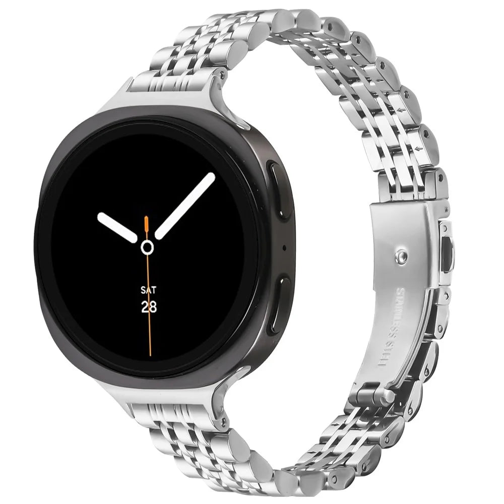 Watch Band For Samsung Galaxy Watch8 40mm 44mm / Watch8 Classic 46mm , Slim 7-Bead Stainless Steel Strap - Silver - 2