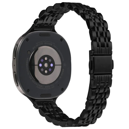 Watch Band For Samsung Galaxy Watch8 40mm 44mm / Watch8 Classic 46mm , Slim 7-Bead Stainless Steel Strap - Black - 1