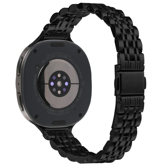 Watch Band For Samsung Galaxy Watch8 40mm 44mm / Watch8 Classic 46mm , Slim 7-Bead Stainless Steel Strap - Black - 1