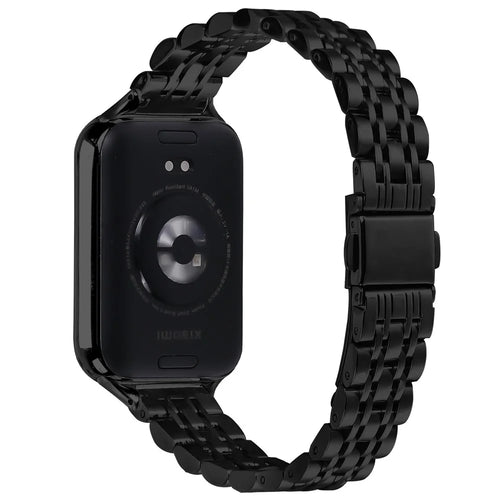 For Xiaomi Smart Band 10 Pro / 9 Pro / 8 Pro / Redmi Watch 6 / 5 / 4 Watch Band Slim 7-Bead Stainless Steel Strap - Black - 1