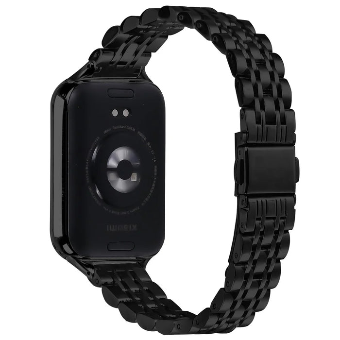 For Xiaomi Smart Band 10 Pro / 9 Pro / 8 Pro / Redmi Watch 6 / 5 / 4 Watch Band Slim 7-Bead Stainless Steel Strap - Black - 1