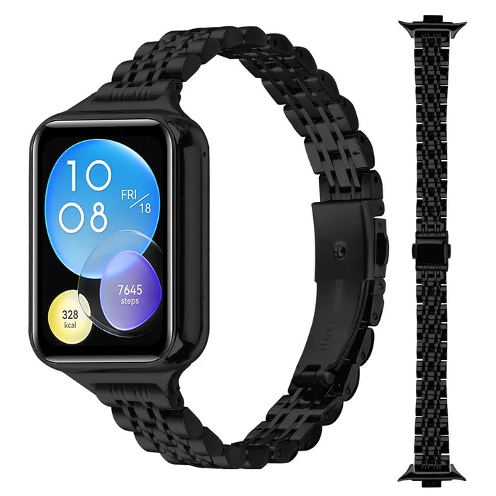 For Xiaomi Smart Band 10 Pro / 9 Pro / 8 Pro / Redmi Watch 6 / 5 / 4 Watch Band Slim 7-Bead Stainless Steel Strap - Black - 2