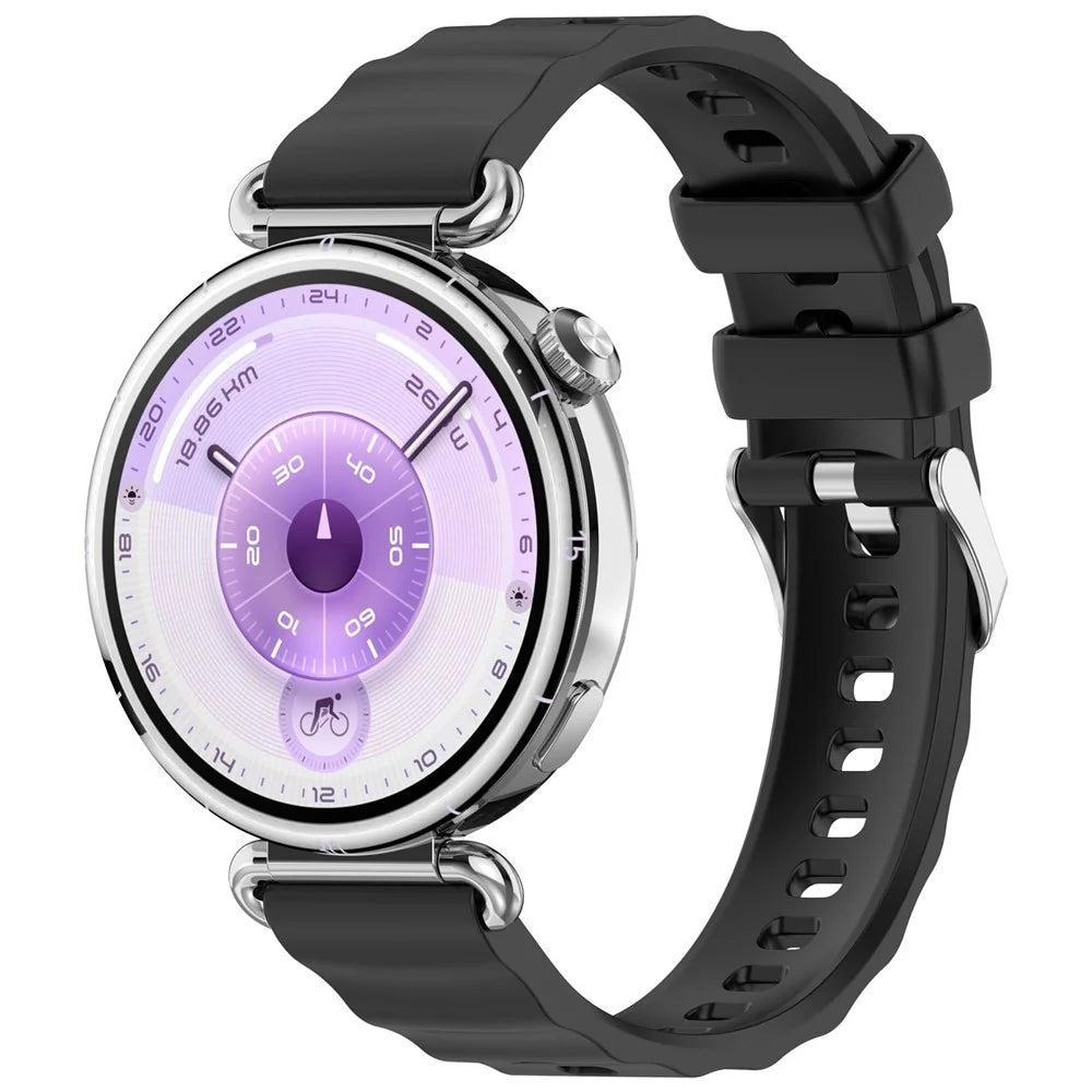 For Huawei Watch GT 6 41mm / GT 5 Pro 42mm Watch Band Soft Silicone Strap with Quick Release Spring Bars - Black - 5