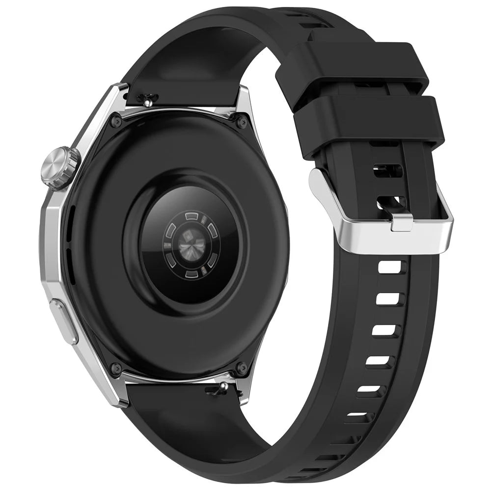 For Huawei Watch GT 6 46mm / Samsung Galaxy Watch3 45mm Band Soft Silicone Watch Strap with Quick Release Spring Bars - Black - 1