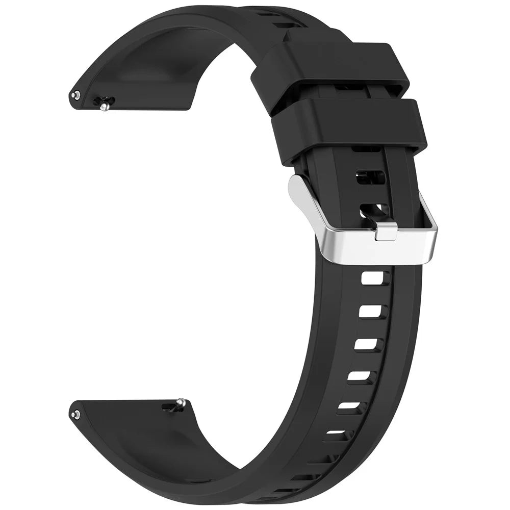 For Huawei Watch GT 6 46mm / Samsung Galaxy Watch3 45mm Band Soft Silicone Watch Strap with Quick Release Spring Bars - Black - 2