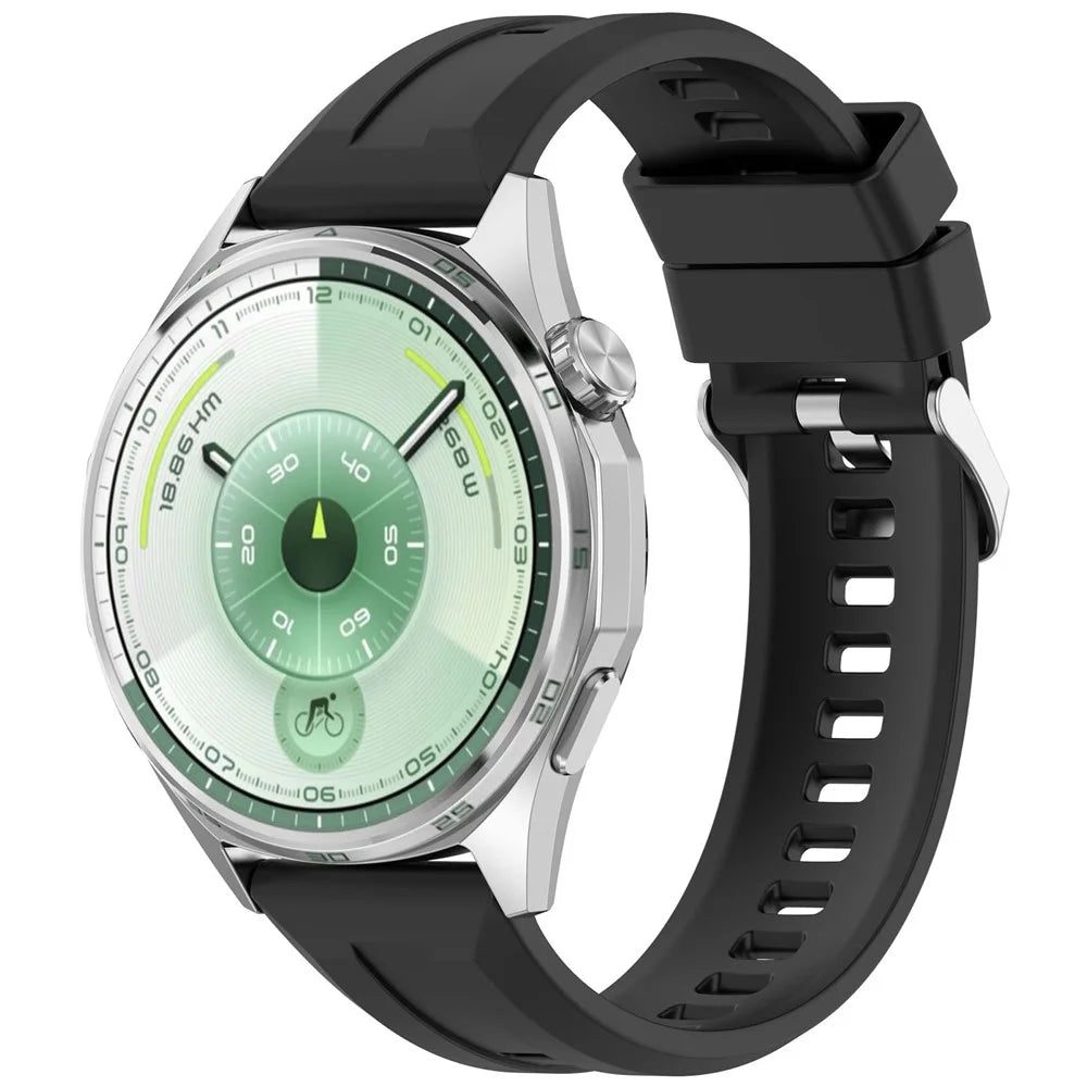 For Huawei Watch GT 6 46mm / Samsung Galaxy Watch3 45mm Band Soft Silicone Watch Strap with Quick Release Spring Bars - Black - 4