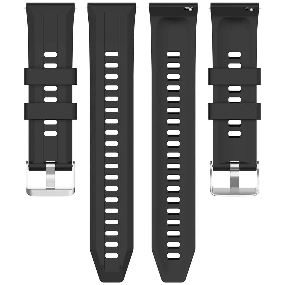 For Huawei Watch GT 6 46mm / Samsung Galaxy Watch3 45mm Band Soft Silicone Watch Strap with Quick Release Spring Bars - Black - 5