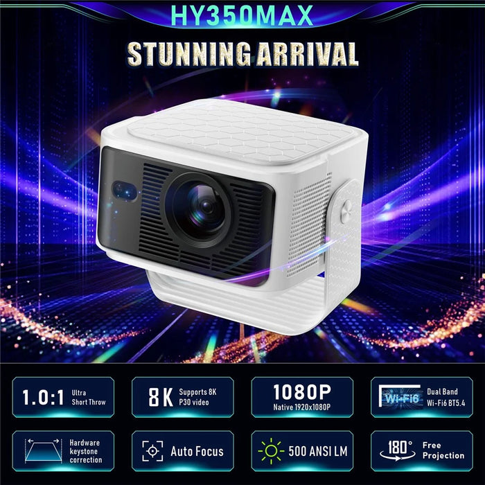 HY350MAX Android 14 LED Video Projector H726 2GB RAM 32GB WiFi6 BT5.4 500ANSI 1080P Home Theater Projector - US Plug - 2