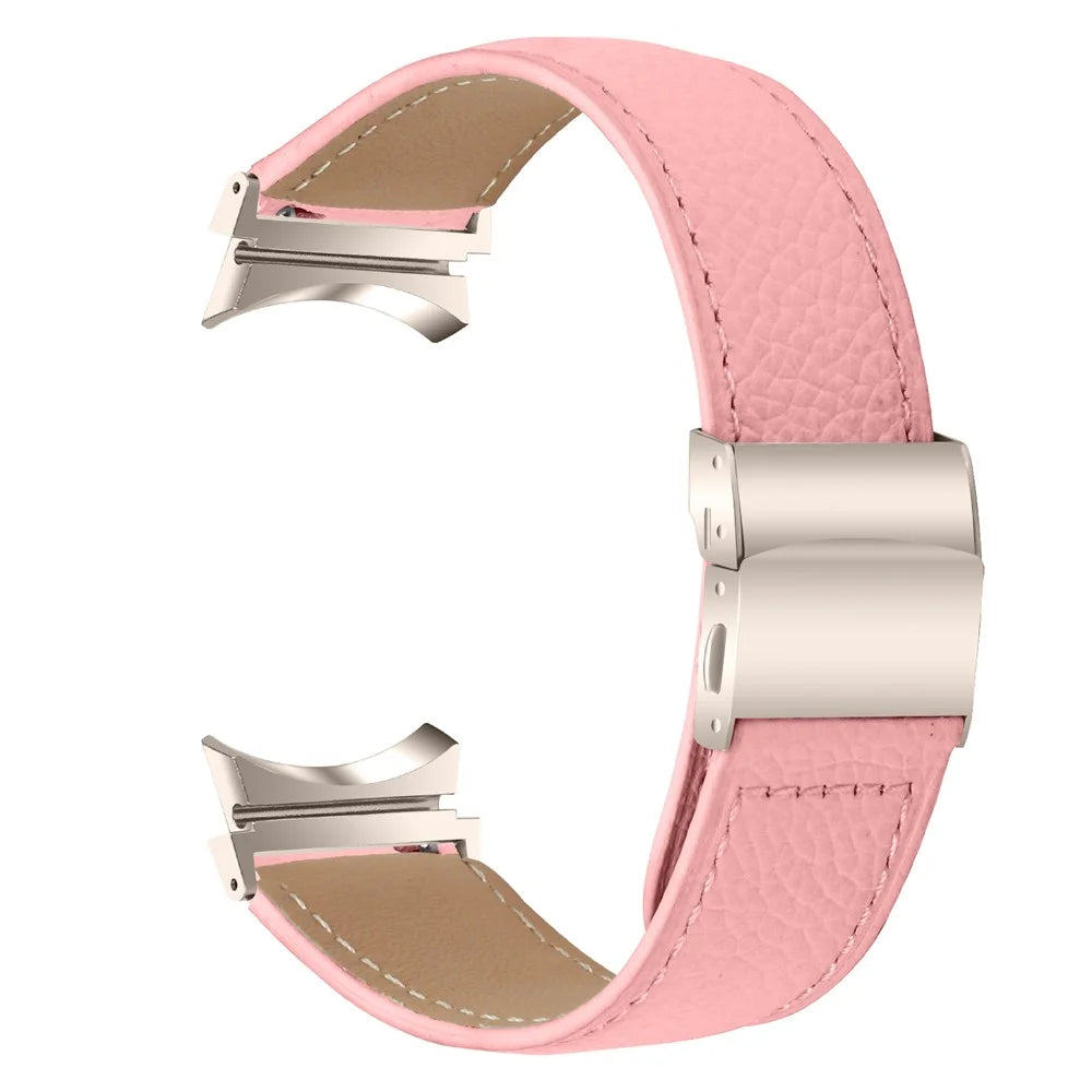 Wrist Strap with Starlight Professional Connector For Samsung Galaxy Watch7 Genuine Leather Watch Band - Pink - 1