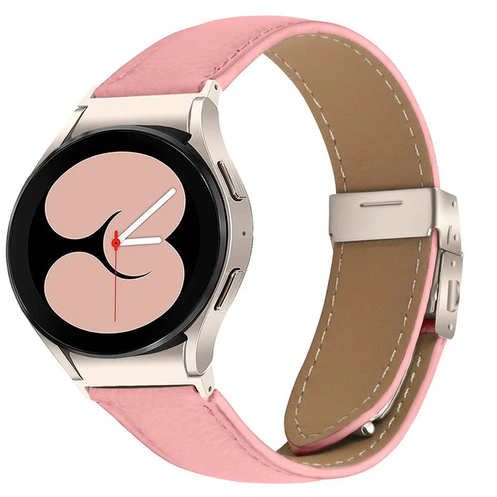 Wrist Strap with Starlight Professional Connector For Samsung Galaxy Watch7 Genuine Leather Watch Band - Pink - 2