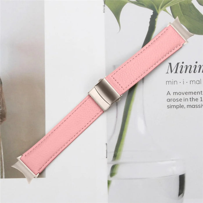 Wrist Strap with Starlight Professional Connector For Samsung Galaxy Watch7 Genuine Leather Watch Band - Pink - 3