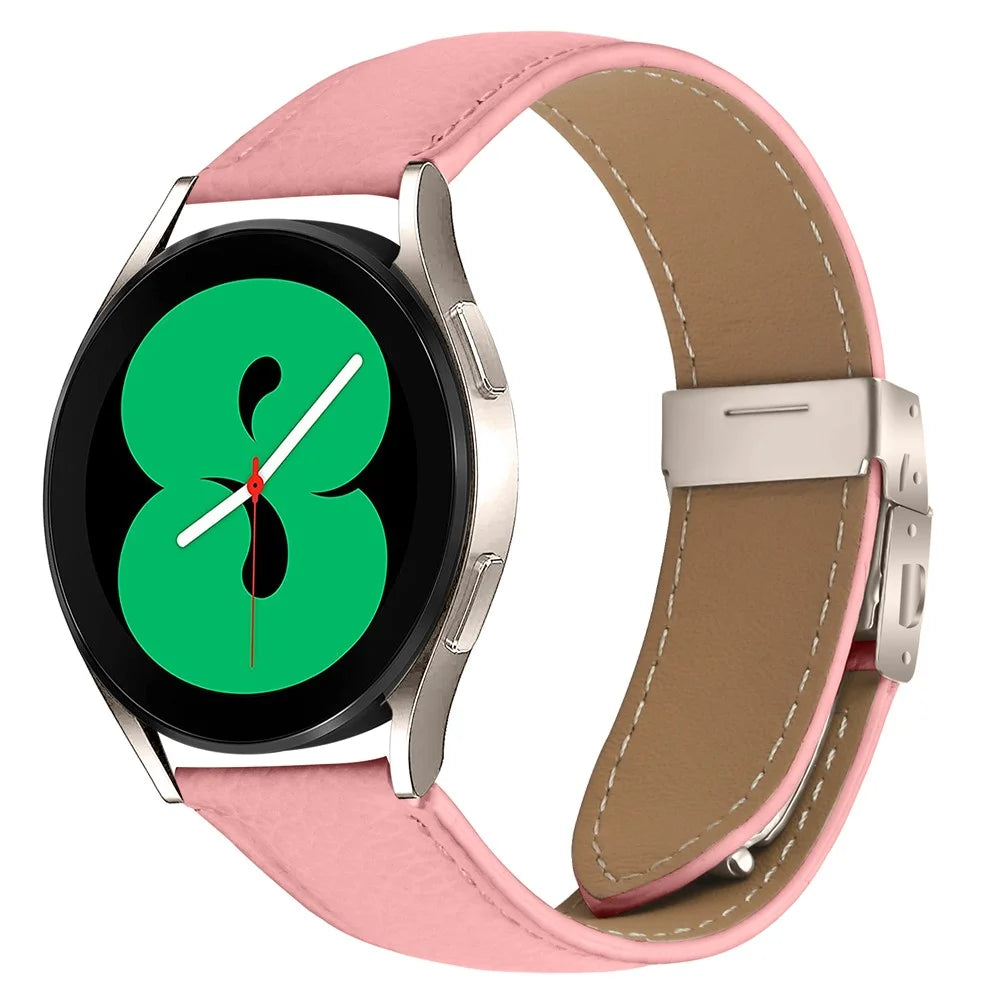 Wrist Strap For Huawei Watch GT 3 Pro 43mm  /  GT 3 42mm  /  GT 2 42mm Genuine Leather Watch Band with Starlight Connector Turtle Back Buckle - Pink - 2