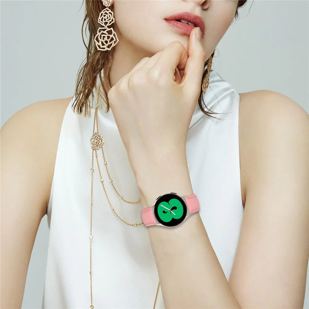 Wrist Strap For Huami Amazfit Active  /  GTR Mini  /  Bip 3 Genuine Leather Watch Band with Starlight Connector Turtle Back Buckle - Pink - 5