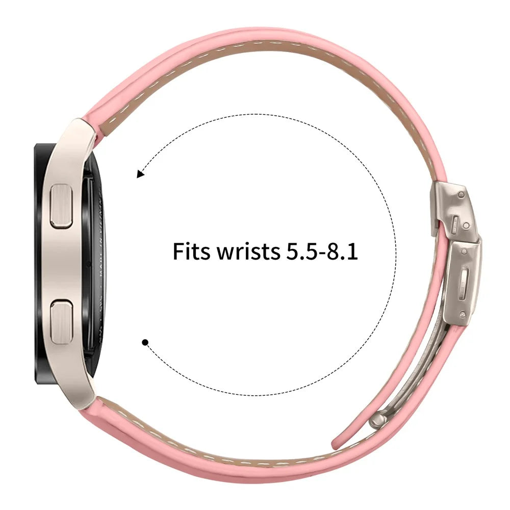 Wrist Strap For Withings Steel  /  Misfit Vapor  /  Haylou BLING LS12 Genuine Leather Watch Band with Starlight Connector Turtle Back Buckle - Pink - 6