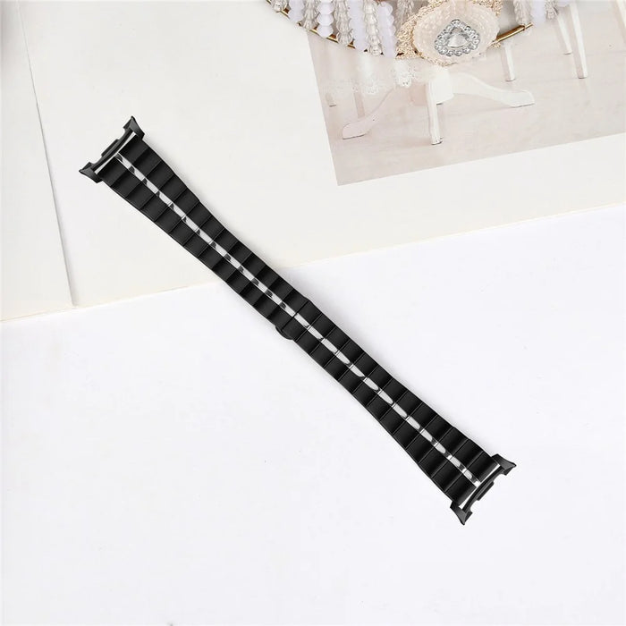 Watch Band For Samsung Galaxy Watch Ultra2 47mm / Watch Ultra (2025) 47mm / Watch Ultra 47mm , Electroplated Stainless Steel 1-Bead Slim Fit Strap - Black / Silver - 3