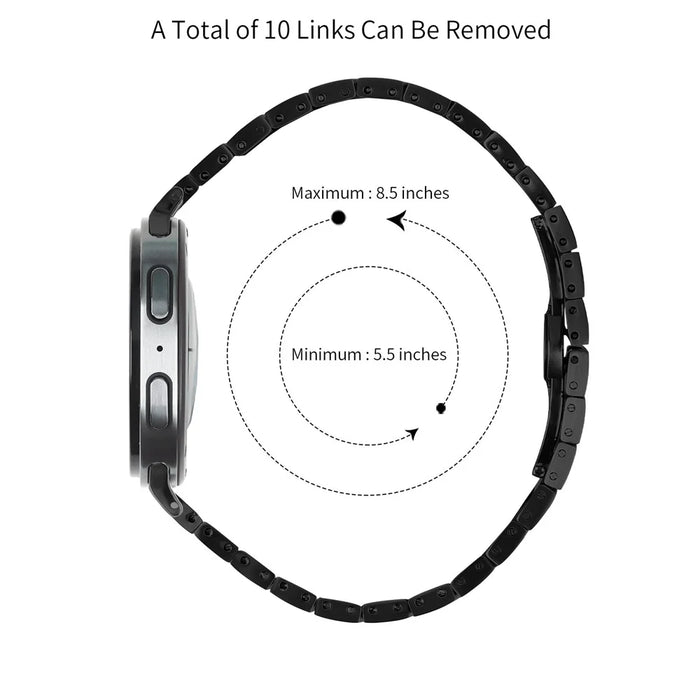 Watch Band For Samsung Galaxy Watch Ultra2 47mm / Watch Ultra (2025) 47mm / Watch Ultra 47mm , Electroplated Stainless Steel 1-Bead Slim Fit Strap - Black / Silver - 6