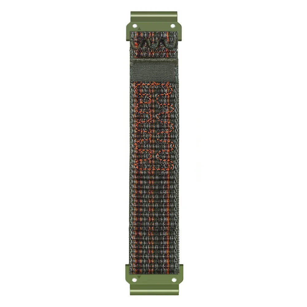 26mm Embroidered Nylon Strap for Garmin Fenix 8 51mm / 8 Pro 51mm / 7X / 6X Pro Replacement Loop Watch Band - Dark Green Orange - 3