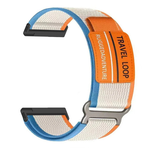 24mm Nylon Strap for Coros Nomad / Suunto Spartan Sport Wrist HR Baro / Suunto 7 / 9 / D5i / Traverse Magic Tape Watch Band with Metal Buckle - Orange / Beige - 1