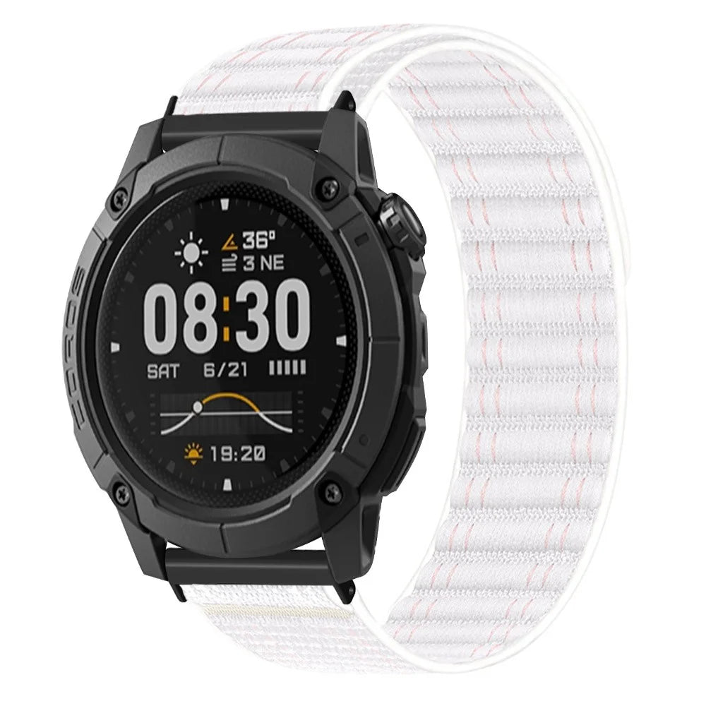 24mm Wave Pattern Watch Band for Coros Nomad  /  Suunto Spartan Sport Wrist HR Baro  /  Suunto 7  /  9  /  D5i  /  Traverse Replacement Nylon Strap - White  /  Pink - 3