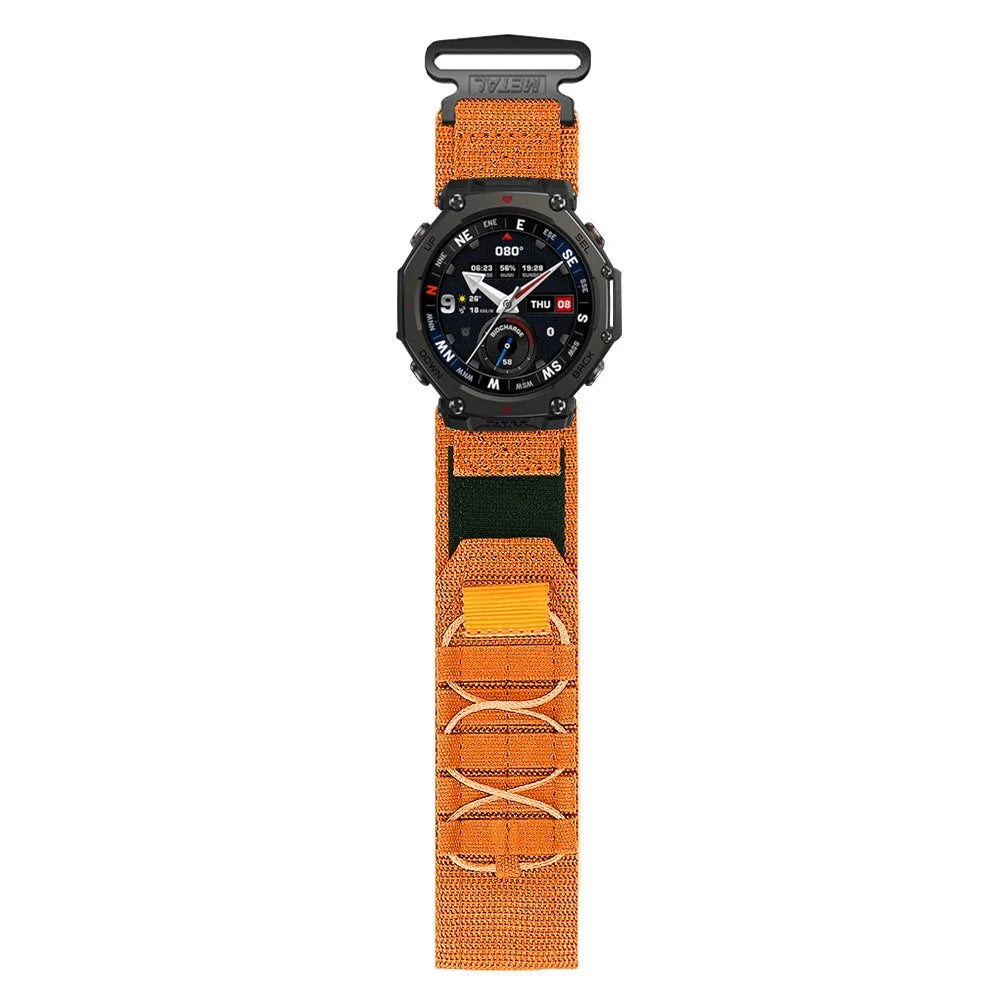 Nylon Watch Band for Huami Amazfit T-Rex 3 Pro 48mm Magic Tape Strap Military Style - Orange - 2