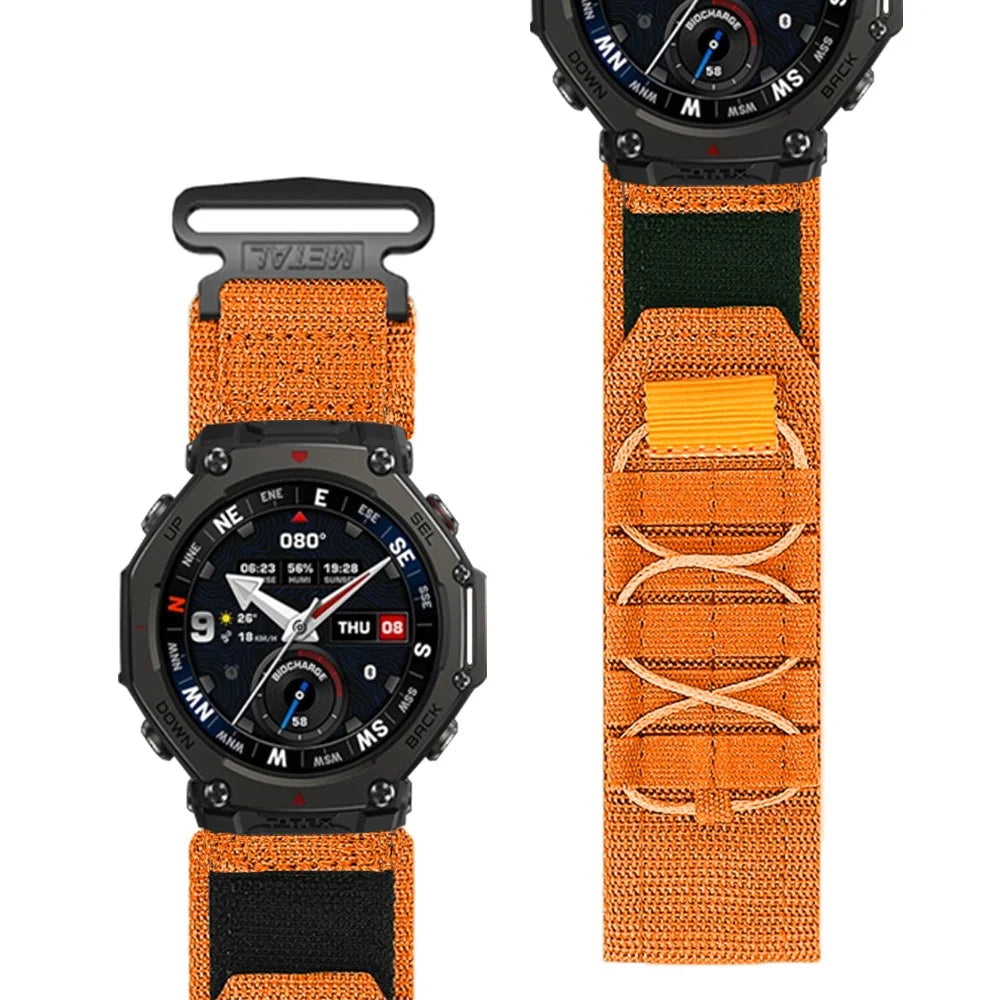 Nylon Watch Band for Huami Amazfit T-Rex 3 Pro 48mm Magic Tape Strap Military Style - Orange - 3