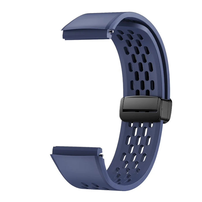 For Huawei Watch GT 6 Pro 46mm Magnetic Silicone Watch Band Solid Color Folding Clasp Adjustable Strap - Blue - 2