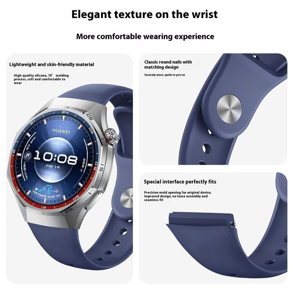 For Huawei Watch GT 6 Pro 46mm Silicone Band Reverse Buckle Solid Color Watch Strap - Blue - 3