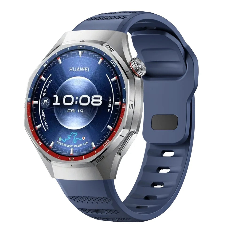 For Huawei Watch GT 6 Pro 46mm Textured Silicone Band Solid Color Reverse Buckle Watch Strap - Blue - 3