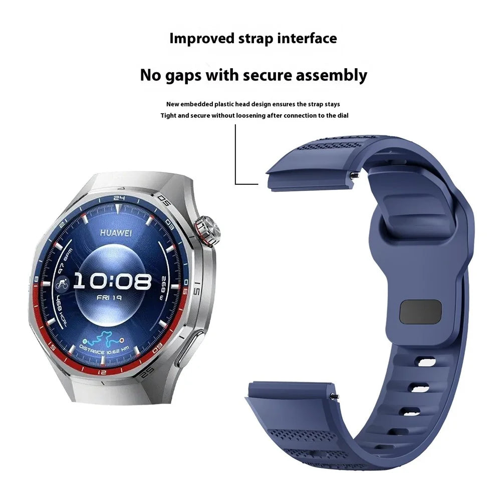 For Huawei Watch GT 6 Pro 46mm Textured Silicone Band Solid Color Reverse Buckle Watch Strap - Blue - 5
