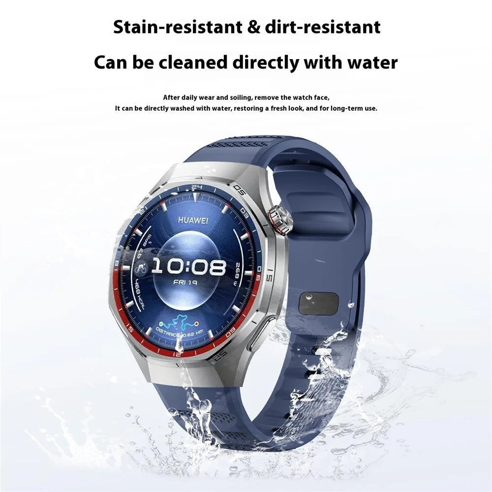 For Huawei Watch GT 6 Pro 46mm Textured Silicone Band Solid Color Reverse Buckle Watch Strap - Blue - 6
