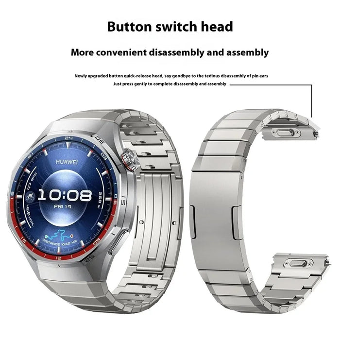 For Huawei Watch GT 6 Pro 46mm Quick Release Strap Bamboo Joint Design Titanium Alloy Watch Band - Black - 3