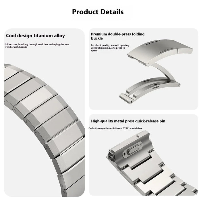 For Huawei Watch GT 6 Pro 46mm Quick Release Strap Bamboo Joint Design Titanium Alloy Watch Band - Black - 6