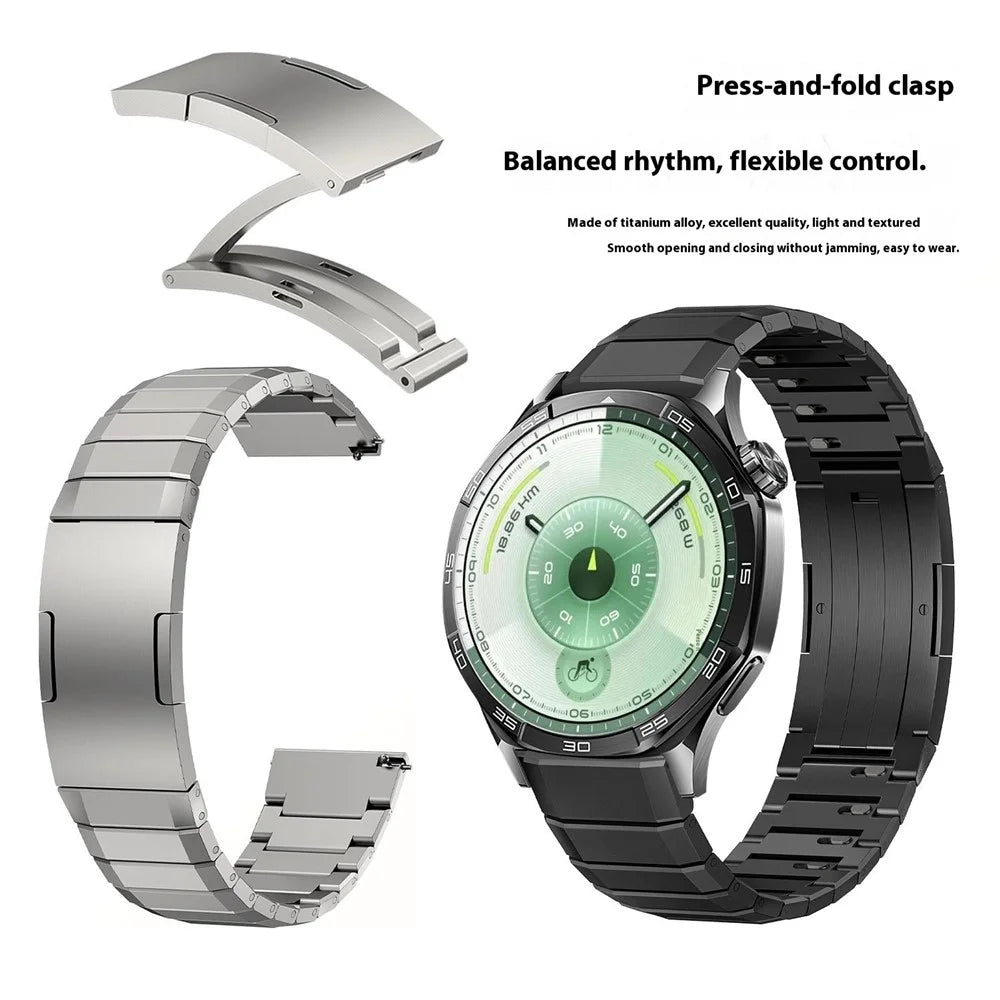 22mm Titanium Alloy Watch Band For Huawei Watch GT 6 46mm Bamboo Joint Design Folding Clasp Replacement Strap - Black - 4