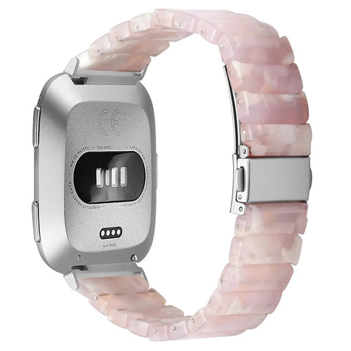 Watch Band For Fitbit Versa / Versa Lite / Versa 2 , 1-Bead Acrylic Resin Waterproof Bracelet with Silver Buckle - Pink Brown - 1