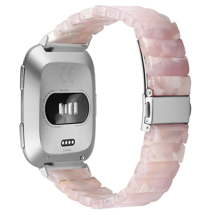 Watch Band For Fitbit Versa / Versa Lite / Versa 2 , 1-Bead Acrylic Resin Waterproof Bracelet with Silver Buckle - Pink Brown - 1